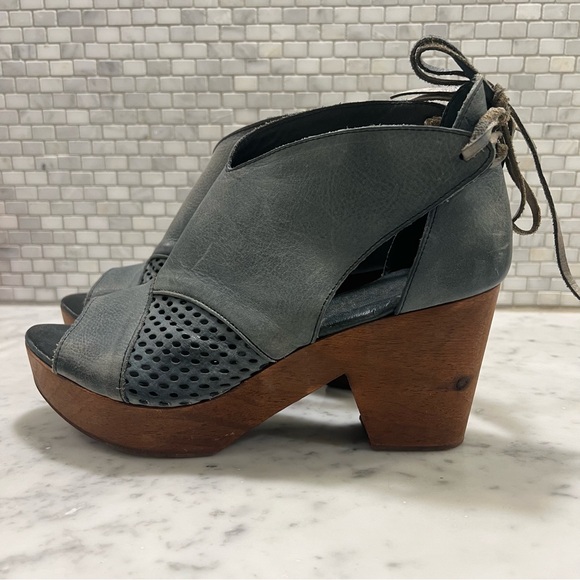 FREE PEOPLE wood heel tie bootie heels - Picture 3 of 12